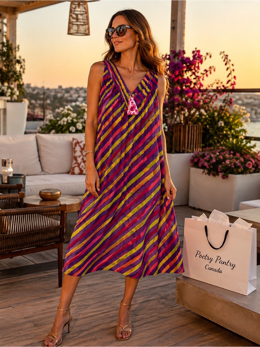 Bright Midi Dress 💜 includes lavender sachet, tassel necklace and poem!